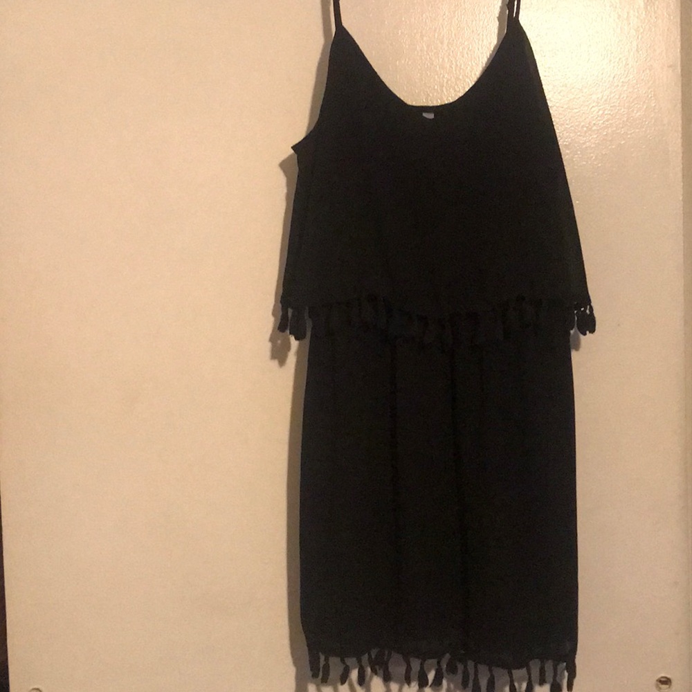 black fringe edge dress